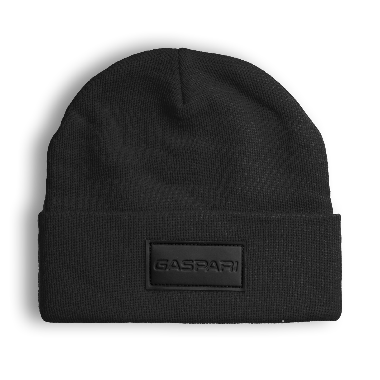 Gaspari Premium Winter Beanie in classic Black featuring an embossed logo.