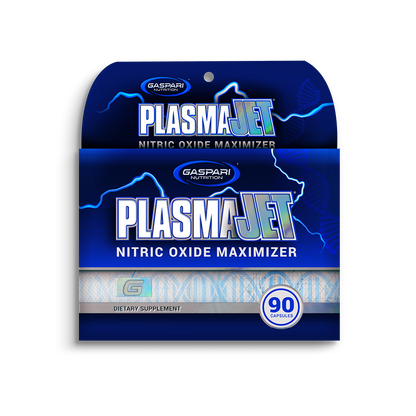 Front view of PLASMAJET Nitric Oxide Maximizer package with vibrant colors and eye-catching design.