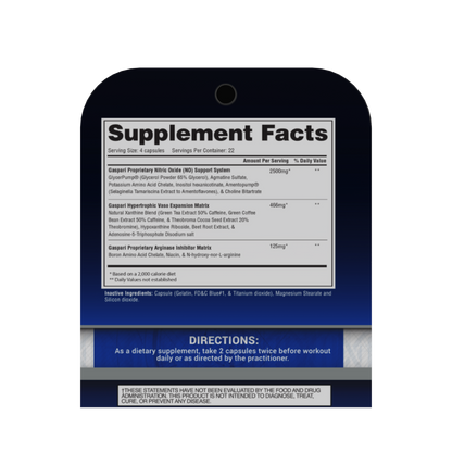 Supplement facts for PLASMAJET highlighting key ingredients and nutritional information.