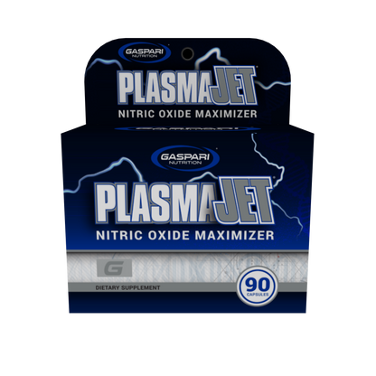 PLASMAJET Nitric Oxide Maximizer supplement box showcasing bold branding and product details.