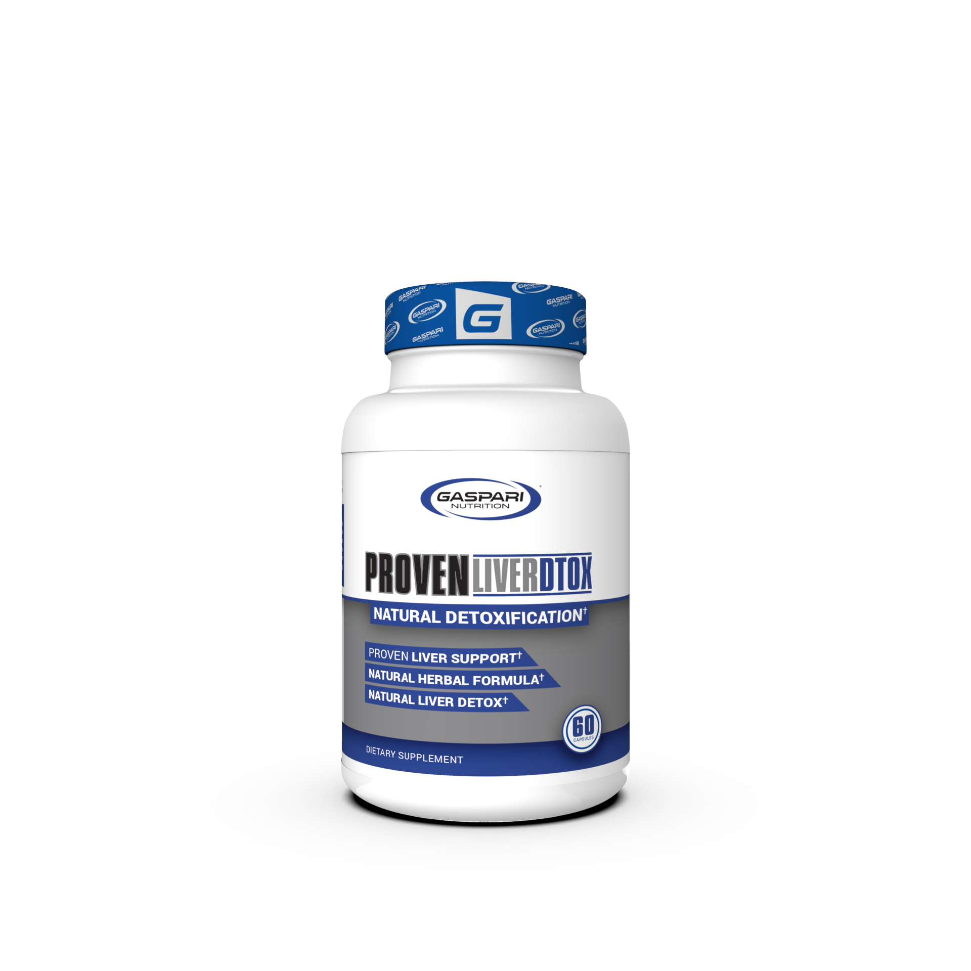 Proven Liver DTOX supplement bottle by Gaspari Nutrition featuring a sleek design and clear labeling for detoxification support.