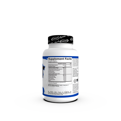 Back view of Viradex XT Test Booster bottle displaying Supplement Facts, ingredients, and usage instructions.